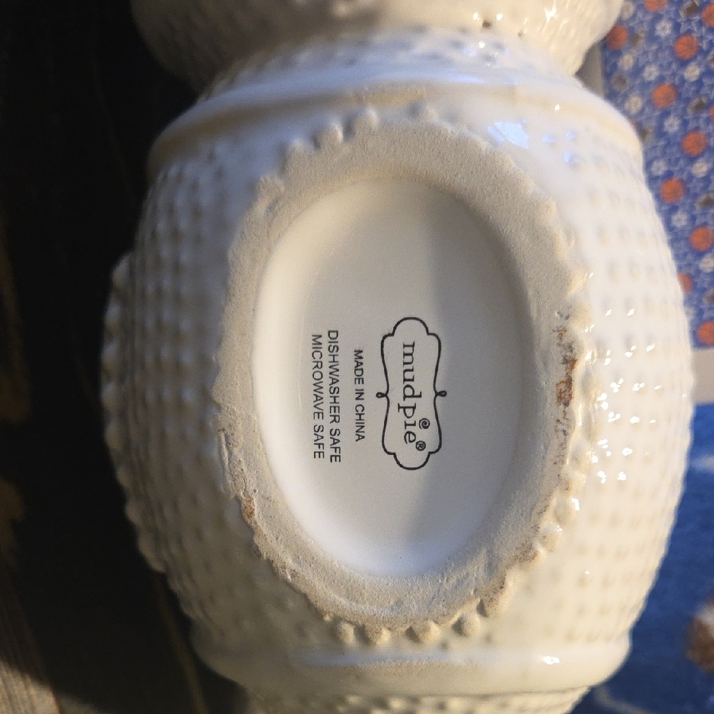 Mud Pie White Ceramic Double Ramekin Serving Dish - Picture 3 of 4